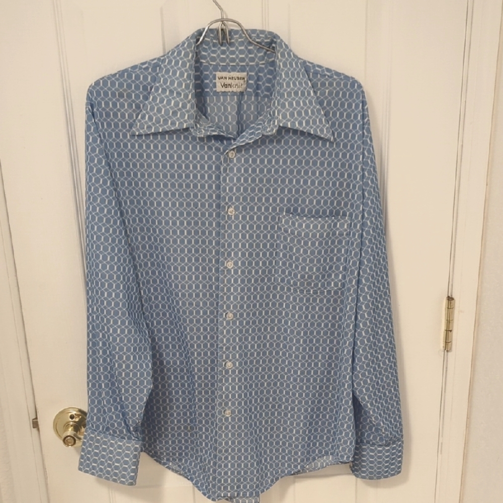 Van Heusen Light Blue Geometric Men's Shirt